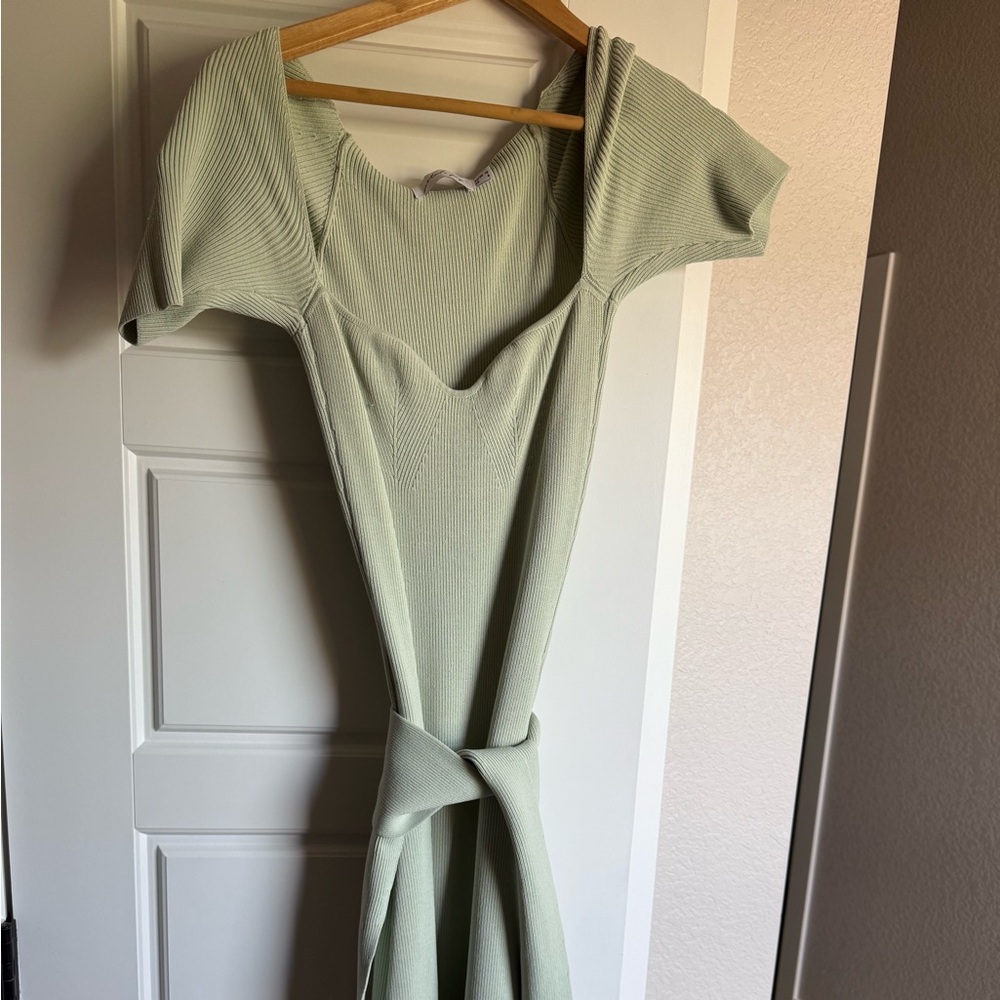 Petal & Pup Green Wrap Tie Front Midi Dress
